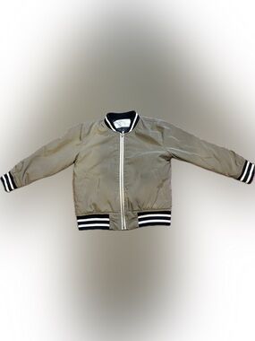 Rockets of Awesome Gray Bomber Jacket with Striped Trim
